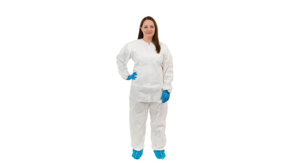 International Enviroguard GammaGuard CE Sterile Coverall, Tunnelized Elastic Wrist &amp; Ankle, White, L, Case of 25, CE11013CIS-L