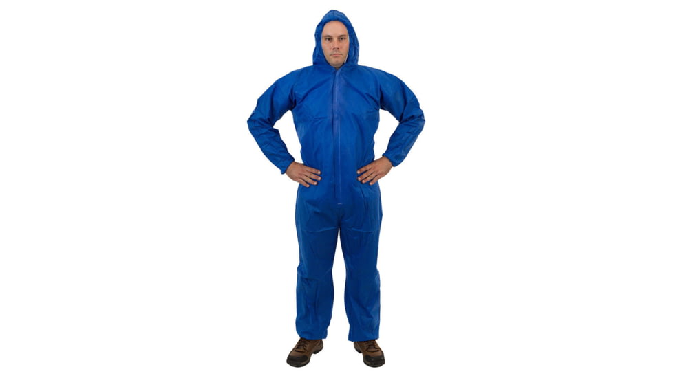 International Enviroguard SmallS 2225 Coverall w/Attached Hood, Elastic Wrist and Ankle, Blue, 3XL, 25EA/CS 2225BXXXL