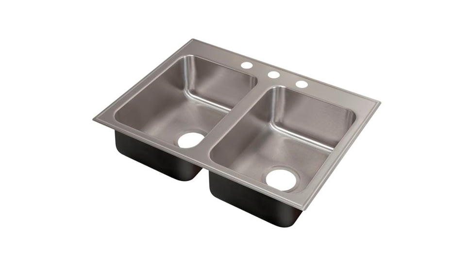 Just Manufacturing Ss Dbl Sink W/FAUCET Ledge DL-2233-A-GR