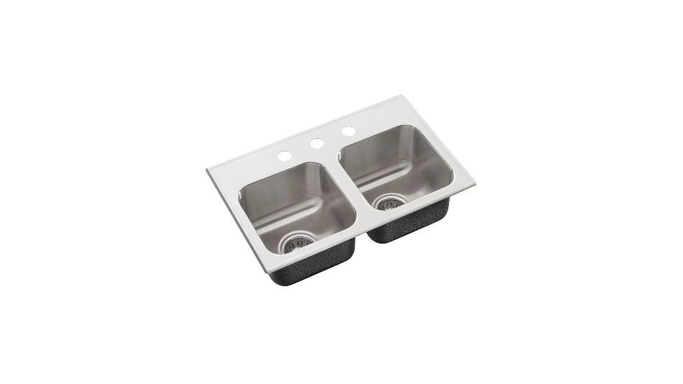 Just Manufacturing Ss Dbl Sink W/FAUCET Ledge DL-1829-A-GR