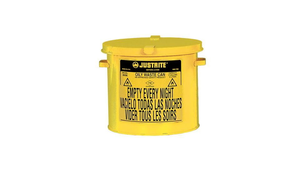 Justrite Wastecan Yel Countrtp OILY2GAL 09200Y