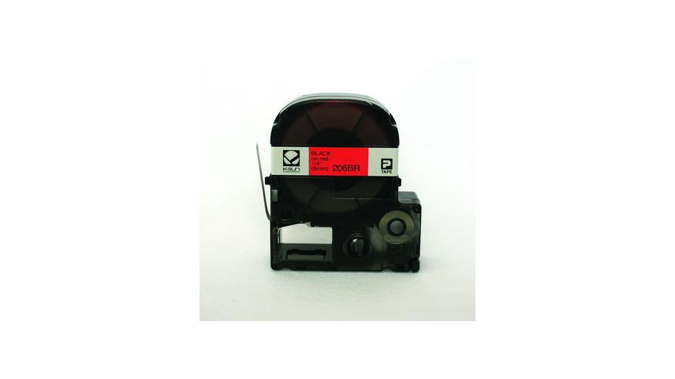 K-Sun Label 1/4 Black On Red Tape 206BR