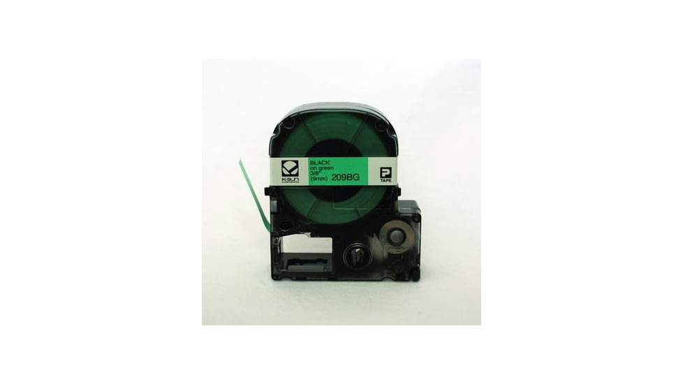 K-Sun Label 9MM Black On Green Tape 209BG