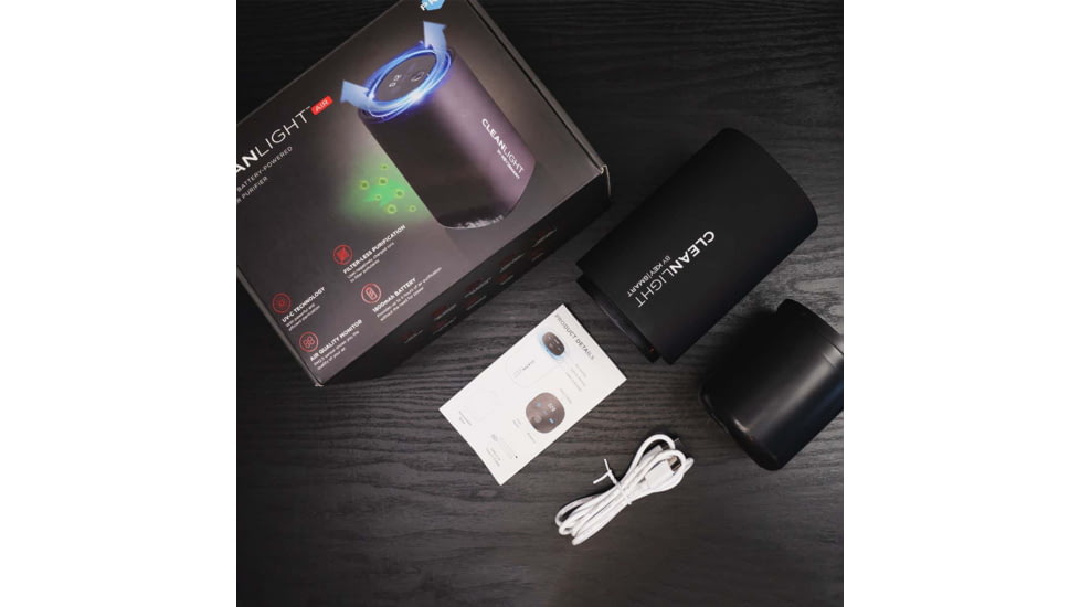 KeySmart CleanLight Air Pro Ionic UV Air Purifier w/Air Quality Monitoring, Black, KS927-BLK