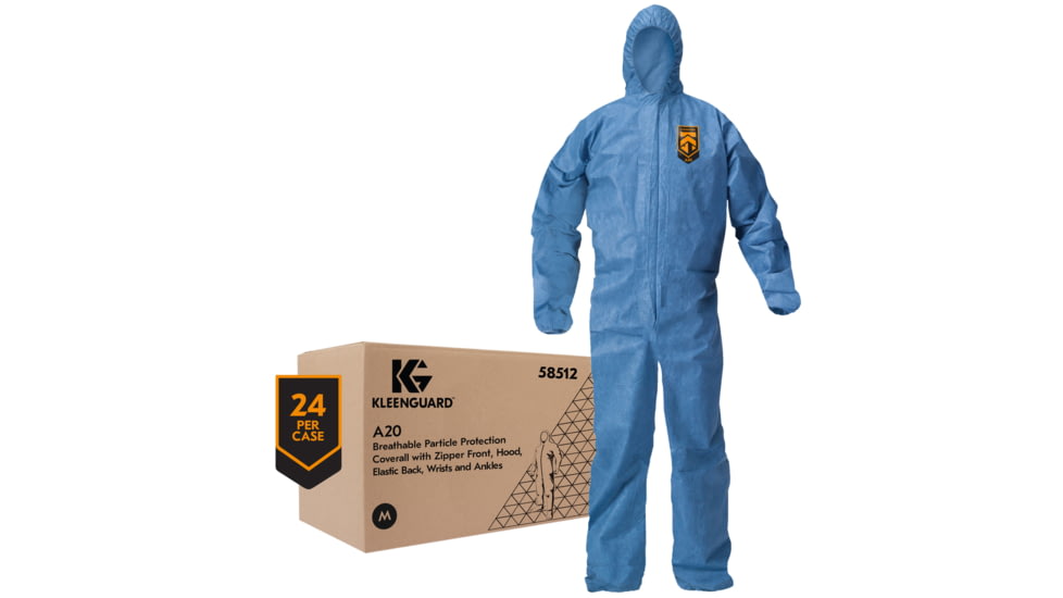 Kimberly Clark KleenGuard A20 Coveralls, Zipper Front w/Wrists, Ankles and Hood, Denim Blue, Extra Large, Case of 24, 58514