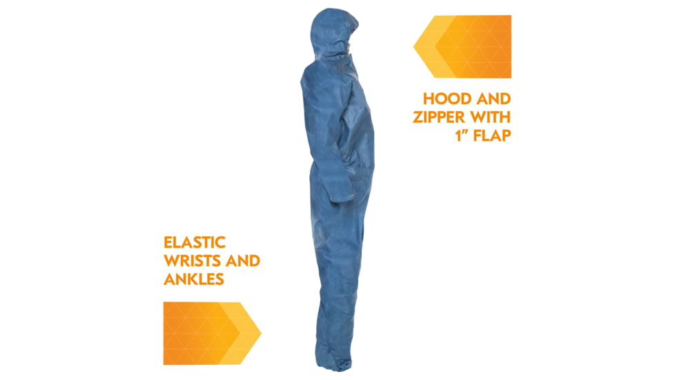 Kimberly Clark KleenGuard A20 Coveralls, Zipper Front w/Wrists, Ankles and Hood, Denim Blue, Extra Large, Case of 24, 58514