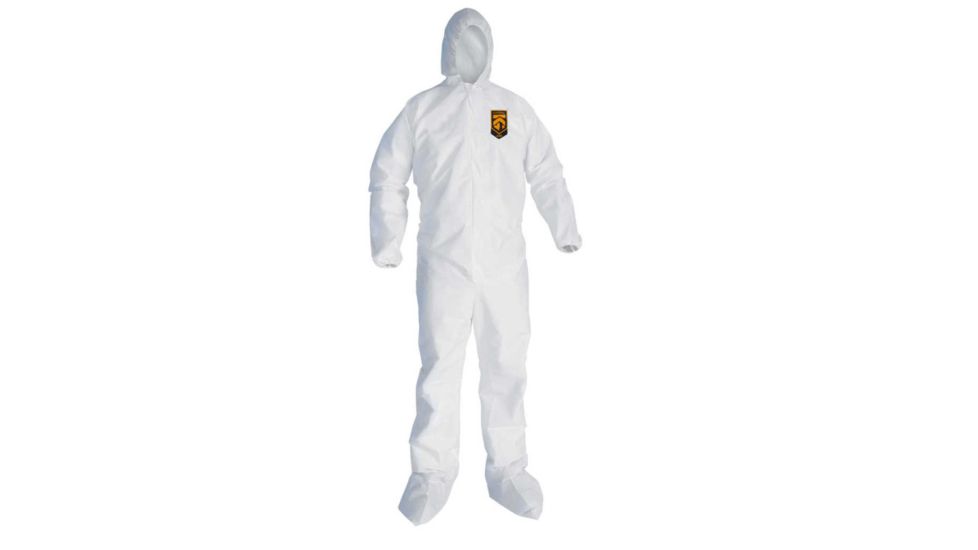 Kimberly Clark KLEENGUARD A30 Breathable Splash & Particle Protection Coveralls w/Attached Hood, Zippered Front, Elastic Back, Wrists, & Ankles, 3XL, 46116