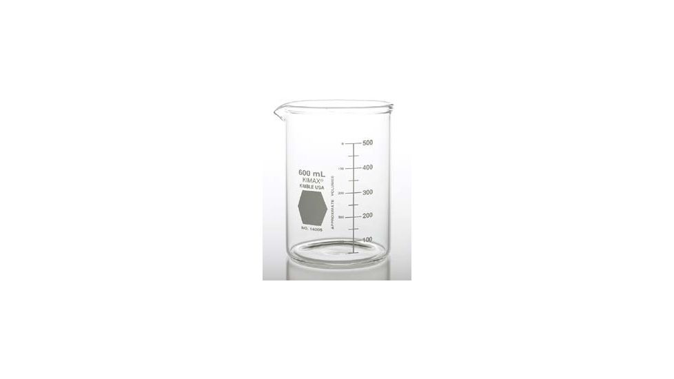 Kimble/Kontes KIMAX Brand Heavy-Duty Beakers, Low Form, Double Scale, Borosilicate Glass 14005 400