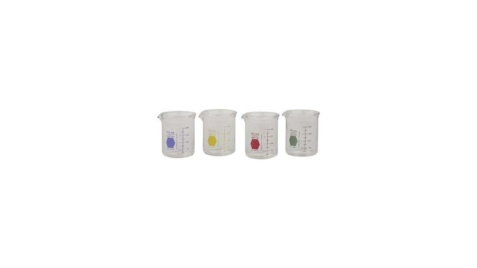 Kimble/Kontes KIMAX Color-Coded Griffin Beakers, Double Scale, Borosilicate Glass, Kimble Chase 14000R 1000 Raging Red Graduations