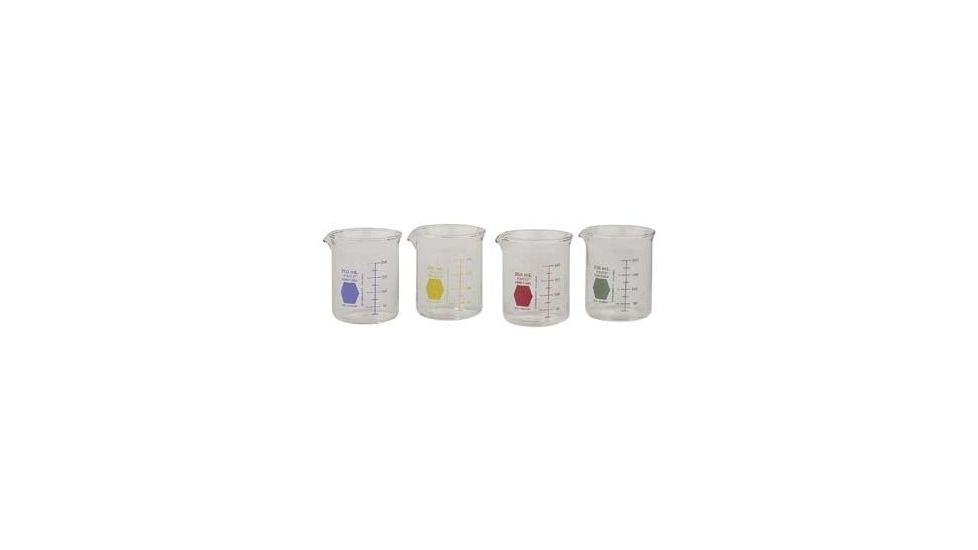 Kimble/Kontes KIMAX Color-Coded Griffin Beakers, Double Scale, Borosilicate Glass, Kimble Chase 14000R 50 Raging Red Graduations