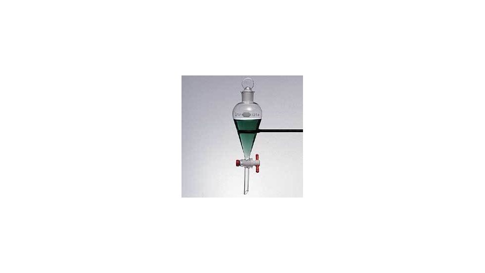 Kimble/Kontes KIMAX Separatory Funnels, Squibb, Pear-Shaped, Kimble Chase 29048F 250 With [ST] Ground Glass Stopper And Ptfe Stopcock
