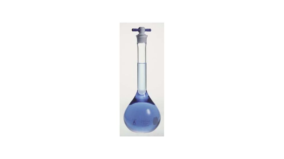 Kimble/Kontes KIMAX Volumetric Flasks with Color-Coded PTFE [ST] Stopper, Class A, Kimble Chase 28014F 10