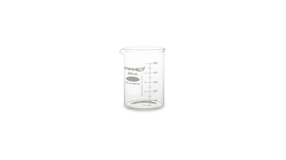 Kimble/Kontes Heavy-Duty Low-Form Beakers with Double-Capacity Scale, Borosilicate Glass VW14005 600