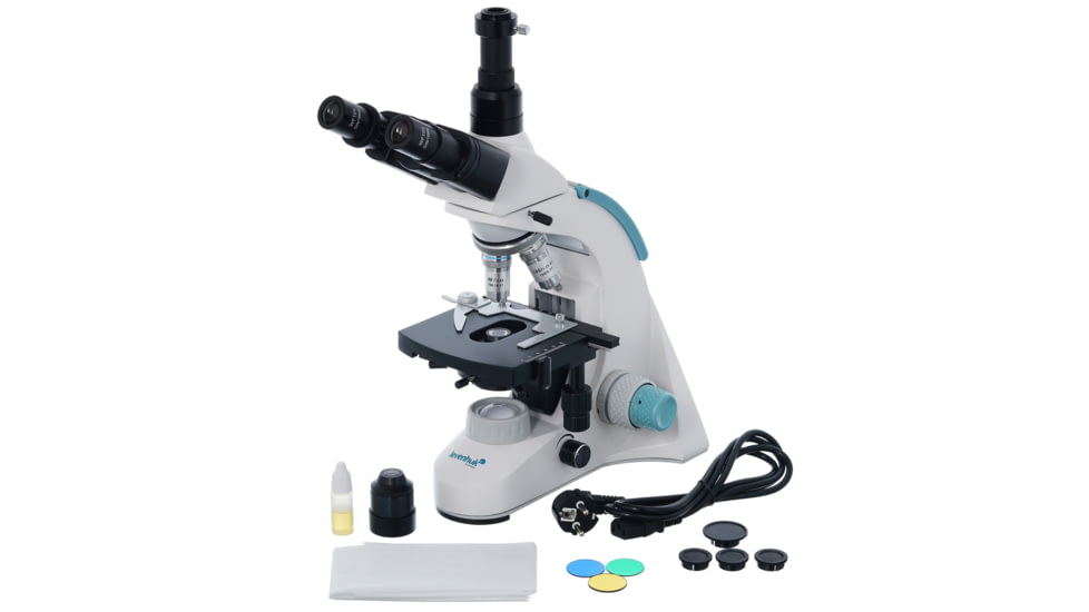 Levenhuk 40-1000x 950T DARK Trinocular Microscope, White, Middle, 75431