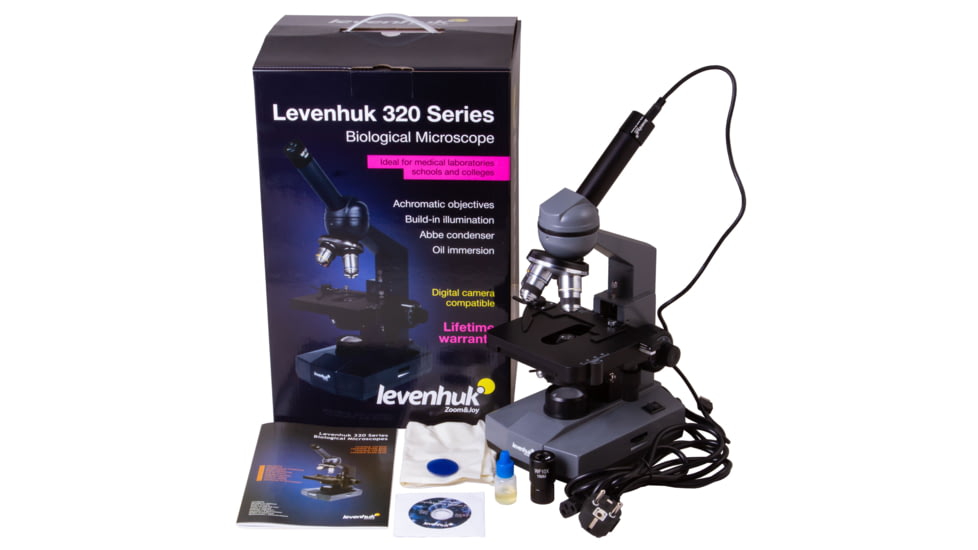 Levenhuk D320L BASE 3M Digital Monocular Microscope, Optical Glass, 40-1000x, 23.2mm, Grey/Black, Middle, 73812