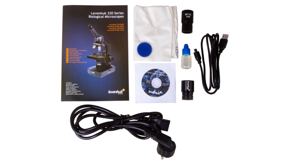 Levenhuk D320L BASE 3M Digital Monocular Microscope, Optical Glass, 40-1000x, 23.2mm, Grey/Black, Middle, 73812