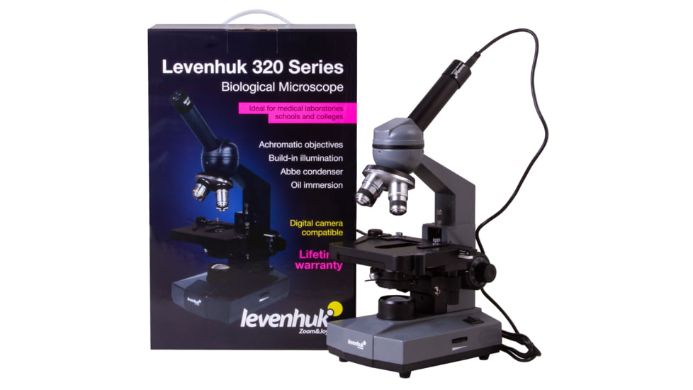 Levenhuk D320L BASE 3M Digital Monocular Microscope, Optical Glass, 40-1000x, 23.2mm, Grey/Black, Middle, 73812