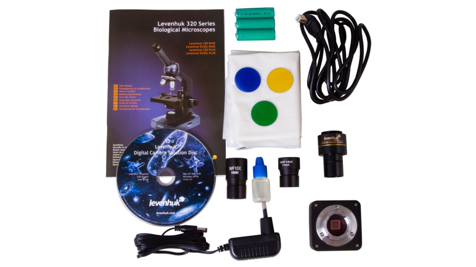Levenhuk D320L PLUS 3.1M Digital Monocular Microscope, Optical Glass, 40-1600x, 23.2mm, Grey/Black, Middle, 73796