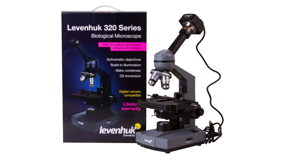 Levenhuk D320L PLUS 3.1M Digital Monocular Microscope, Optical Glass, 40-1600x, 23.2mm, Grey/Black, Middle, 73796