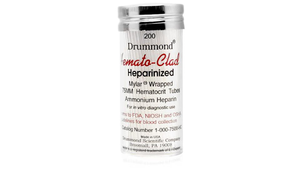 LW Scientific 75mm Microhematocrit Tubes/Mylar-clad Glass/NH4 Heparinized, 200 vial, CNT-HTMC-HP77