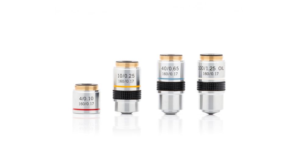 LW Scientific Revelation 3 Microscope DIN Achromatic Objectives Set - 4x,10x, 40x, 100x, R3O-SET7-DA77