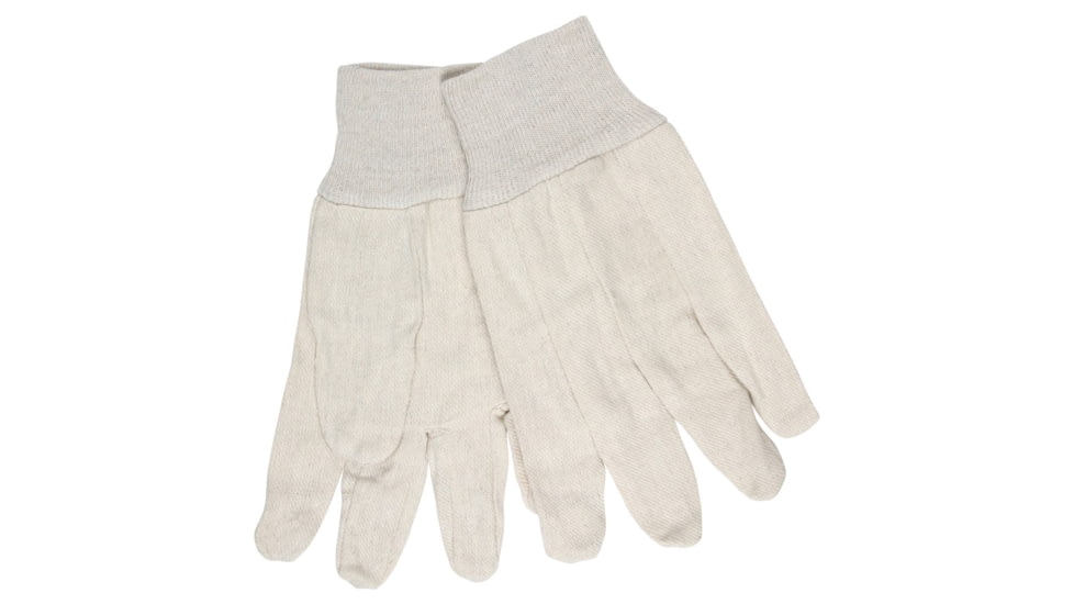 MCR Safety 8100 Canvas Work Gloves, Clute Pattern with Knit Wrist, Cotton Polyester Blend, Straight Thumb, Natural, Large, 8100