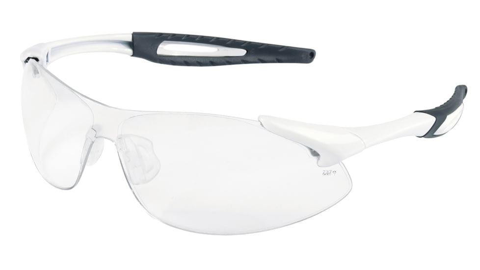 MCR Safety A1 Series Safety Glasses, Anti-Fog Lens, Extremely Flexible Temples, Non-Slip Temples and Soft TPR Nose Piece, Clear Lens/White Frame, One Size, IA130AF