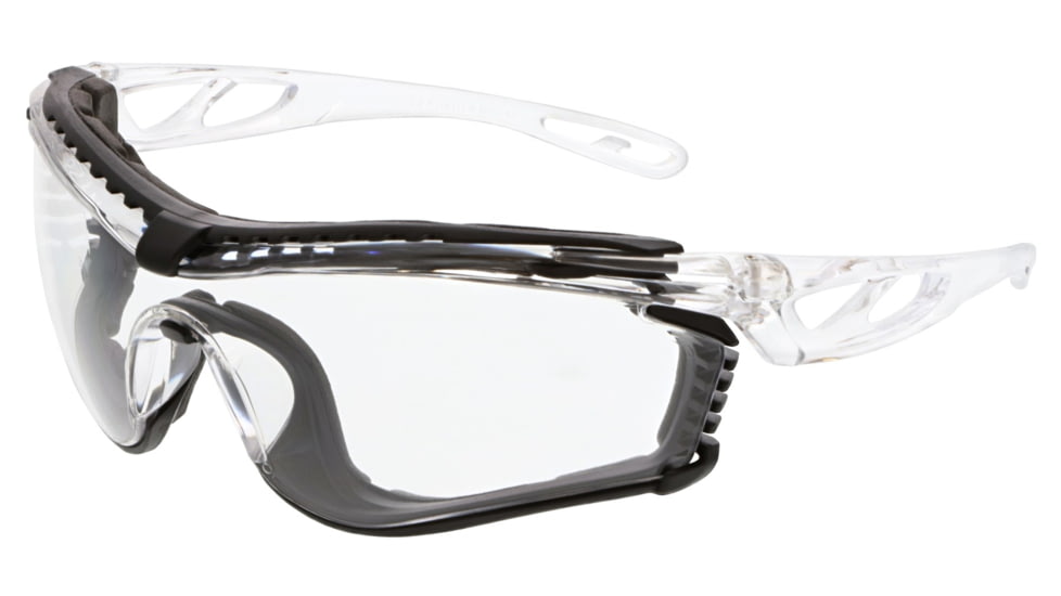 MCR Safety Checklite CL5 Series Safety Glasses, MAX6 Anti-Fog Lens, Removable Closed Cell Foam Gasket, Earplug Retaining Technology, Temples Hold Earplug Cord in Place, Clear, One Size, CL510PF