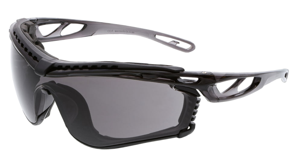 MCR Safety Checklite CL5 Series Safety Glasses, MAX6 Anti-Fog Lens, Removable Closed Cell Foam Gasket, Earplug Retaining Technology, Temples Hold Earplug Cord in Place, Gray, One Size, CL512PF