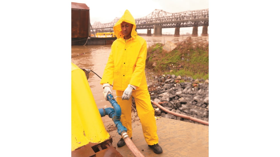 MCR Safety Classic Series 3 Piece Waterproof Rain Suit, .35mm PVC/Poly, Bib Rain Pant with Fly Front, Yellow, L, 2003L