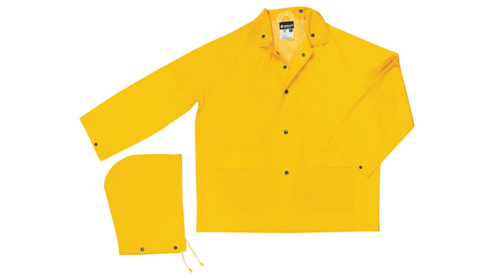 MCR Safety Classic Series Waterproof Rain Jacket, .35mm PVC/Poly, Detachable Hood, Yellow, 6X, 200JX6