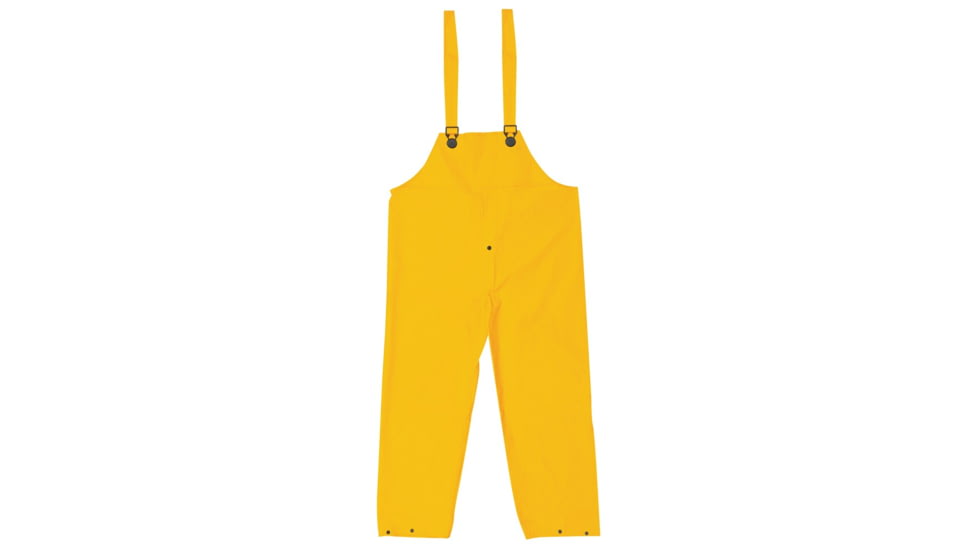 MCR Safety Classic Series Waterproof Rain Pants, .35mm PVC/Poly, Bib Overall Style with Fly Front, Yellow, L, 200BPL