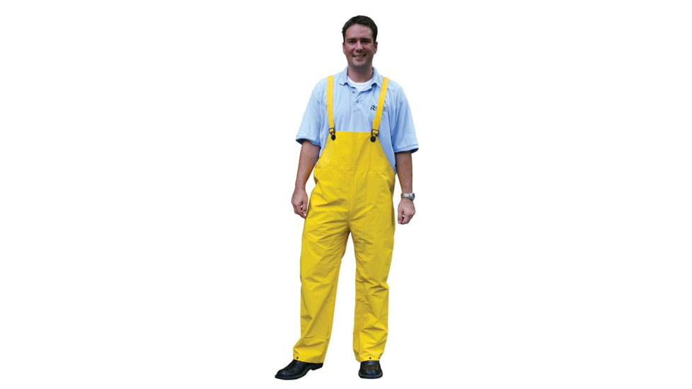 MCR Safety Classic Series Waterproof Rain Pants, .35mm PVC/Poly, Bib Overall Style with Fly Front, Yellow, L, 200BPL