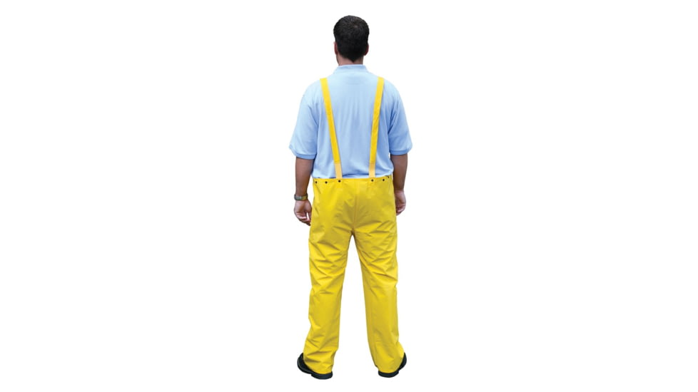 MCR Safety Classic Series Waterproof Rain Pants, .35mm PVC/Poly, Bib Overall Style with Fly Front, Yellow, L, 200BPL