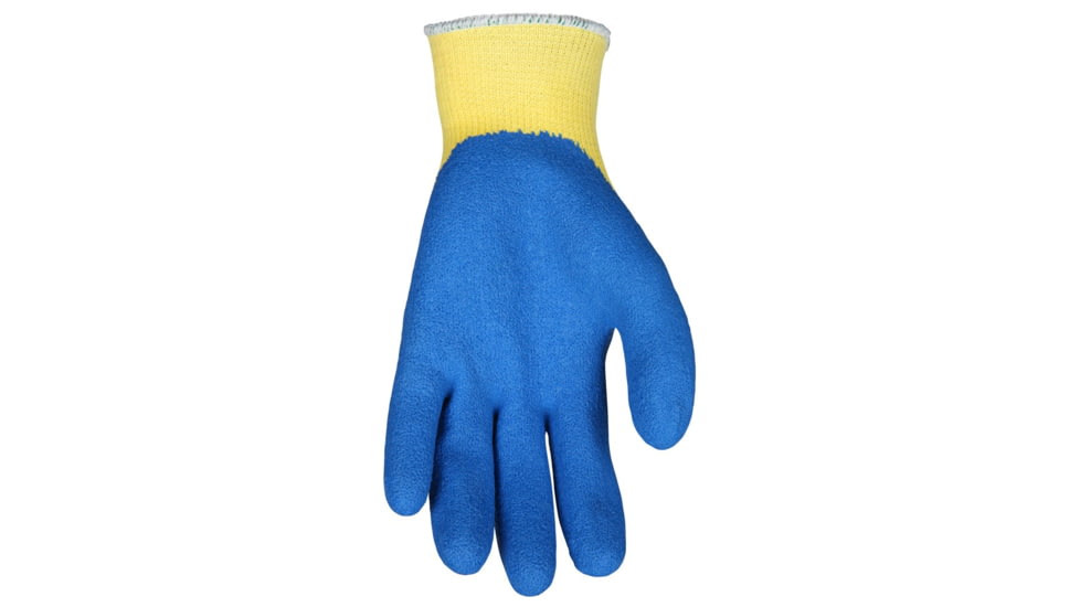 MCR Safety Cut Pro 10 Gauge Kevlar Shell Cut Resistant Work Gloves, Latex Coated Palm and Fingertips, Blue/Yellow, Medium, 9687M