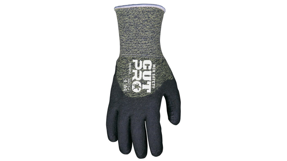 MCR Safety Cut Pro 10 Gauge Kevlar/Steel Shell Cut Resistant Work Gloves, HPT Coated Palm and Fingertips, Black/Green, Small, 9389PVS