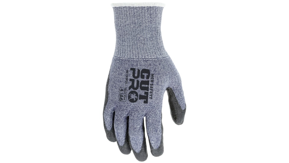 MCR Safety Cut Pro 13 Gauge Hypermax Shell, Cut, Abrasion and Puncture Resistant Work Gloves, PU Coated Palm and Fingertips, Black/Blue, Medium, 92793PUM