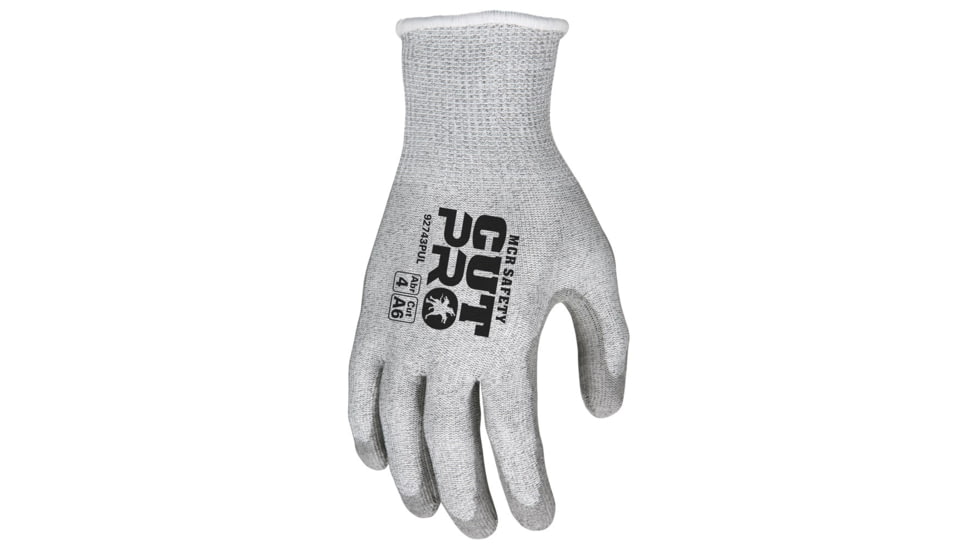 MCR Safety Cut Pro 13 Gauge HyperMax Shell, Cut, Abrasion and Puncture Resistant Work Gloves, PU Coated Palm and Fingertips, Gray/Salt and Pepper, X - Large, 92743PUXL