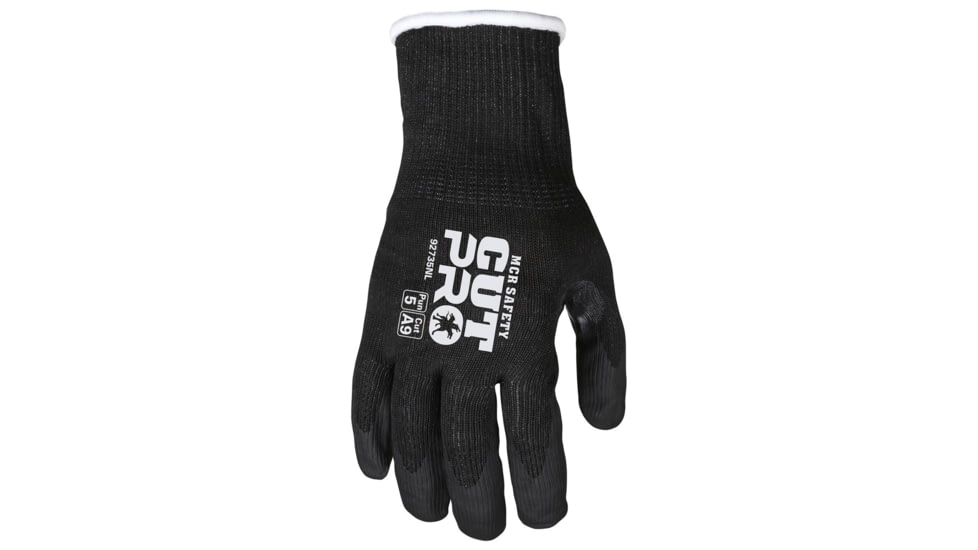 MCR Safety Cut Pro 15 Gauge Hypermax Shell Cut Abrasion and Puncture Resistant Work Gloves, Nitrile Coated Palm and Fingertips, Black, Small, 92735NS