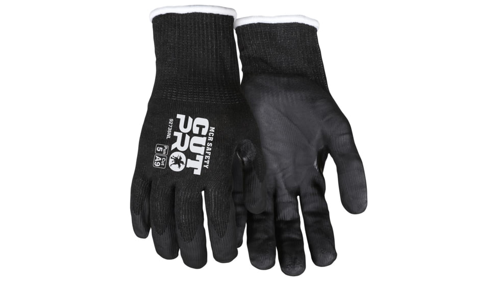 MCR Safety Cut Pro 15 Gauge Hypermax Shell Cut Abrasion and Puncture Resistant Work Gloves, Nitrile Coated Palm and Fingertips, Black, Small, 92735NS