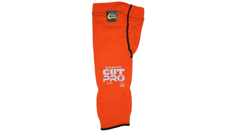 MCR Safety Cut Pro 7 Gauge DuPont Kevlar Cut Resistant Sleeves with Elbow Gusset, 14in Length, Orange, One Size, 9174O