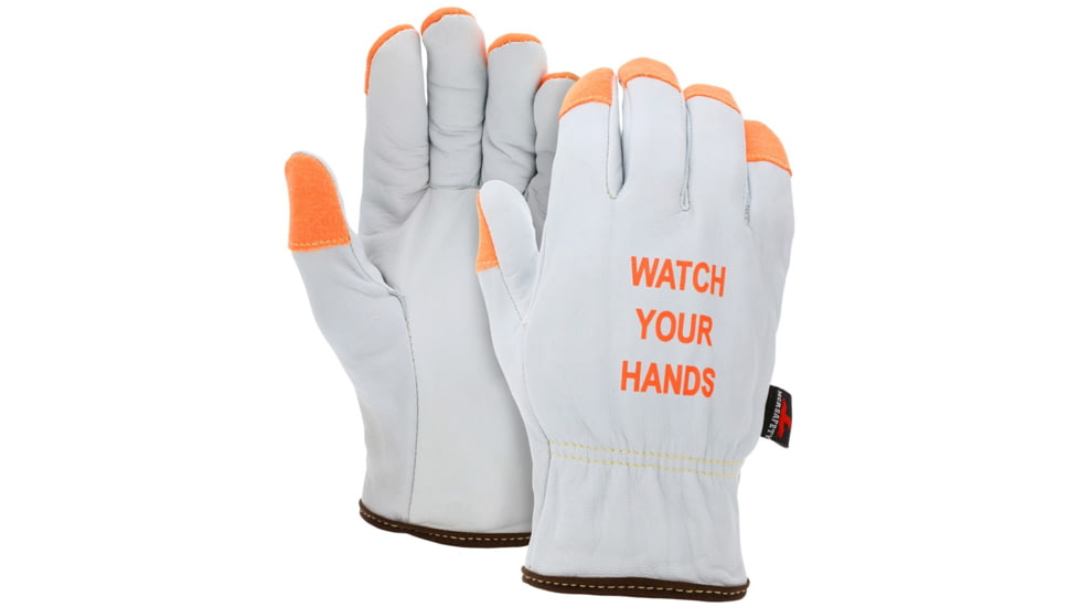 MCR Safety Cut Pro Driver Premium Grade Grain Goatskin, Leather Drivers Work Gloves, Kevlar/Steel Cut Resistant Lined, White, Small, 3601SKHVS