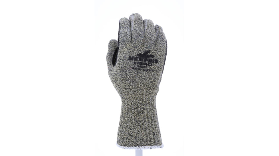 MCR Safety Cut Pro Hero 7 Gauge Regular Weight Shell, ARX Aramid Fibers, Cut Resistant Work Gloves with Leather Palm, 5in Knit Wrist, Black, Large, 93861GL