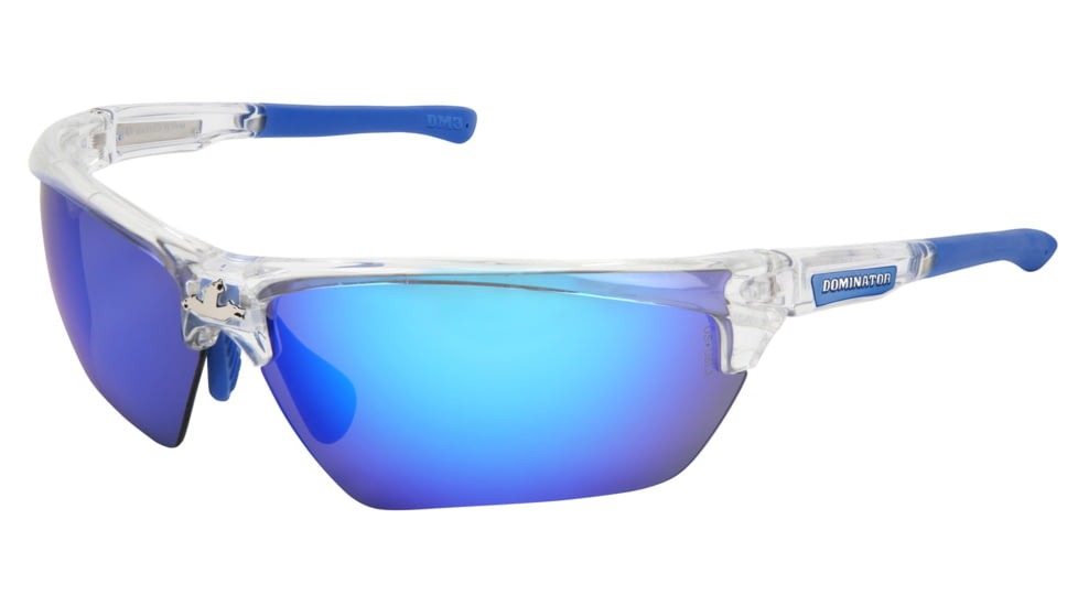 MCR Safety DM1328B Dominator DM3 Series Safety Glasses, Adjustable Wire Core Temples and Nose Piece, Blue Diamond Mirror, One Size, DM1328B
