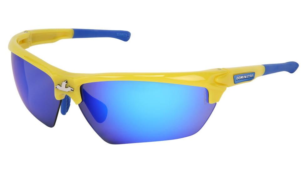 MCR Safety DM1348B Dominator DM3 Series Safety Glasses, Adjustable Wire Core Temples and Nose Piece, Blue Diamond Mirror, One Size, DM1348B