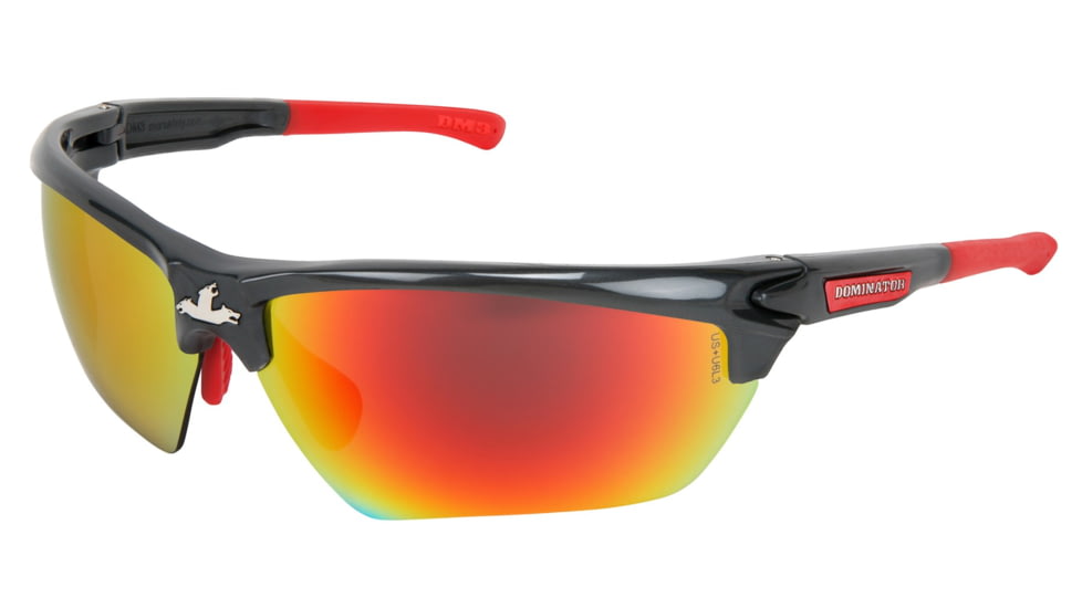 MCR Safety Dominator DM3 Series Safety Glasses, Adjustable Wire Core Temples and Nose Piece, Fire Mirror, One Size, DM131R