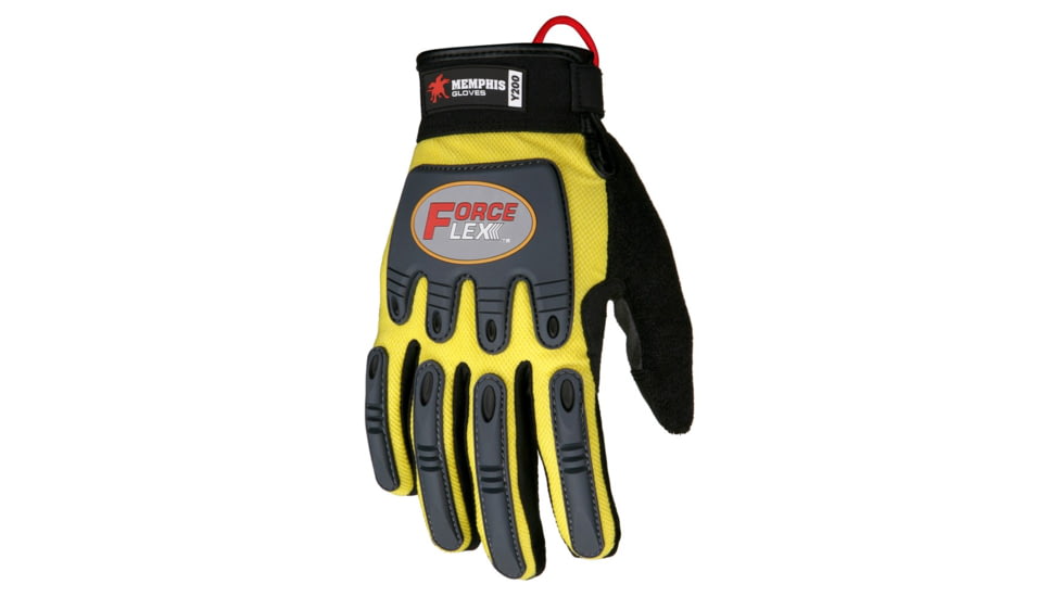 MCR Safety ForceFlex Mechanics Gloves Reinforced Clarino Synthetic Leather Palm Mesh with TPR Metacarpal Protection, Gray/Hi-Vis Yellow, Medium, Y200M