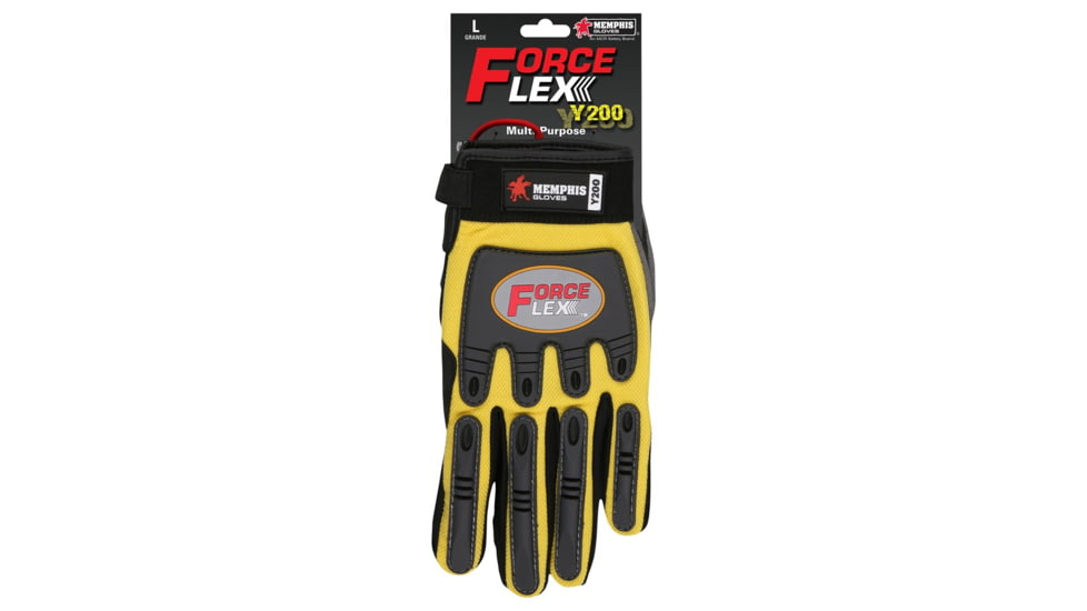 MCR Safety ForceFlex Mechanics Gloves Reinforced Clarino Synthetic Leather Palm Mesh with TPR Metacarpal Protection, Gray/Hi-Vis Yellow, Medium, Y200M