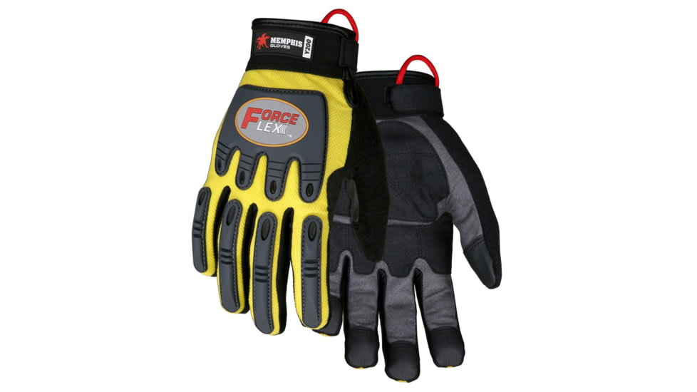 MCR Safety ForceFlex Mechanics Gloves Reinforced Clarino Synthetic Leather Palm Mesh with TPR Metacarpal Protection, Gray/Hi-Vis Yellow, Medium, Y200M