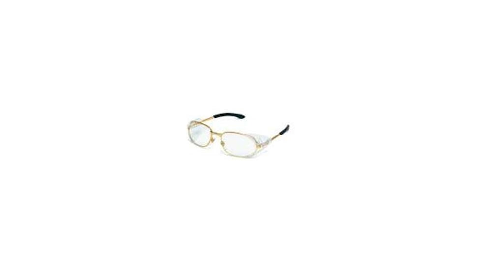 MCR Safety Glasses Sqrd Brass FRM/CLR Lns R2110